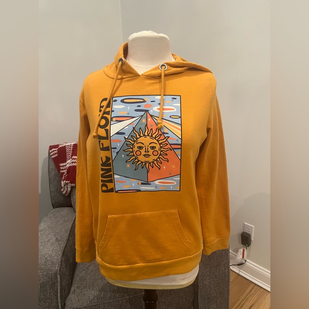 Pink Floyd - Men's Long Sleeve Hooded Sweatshirt - Yellow - Medium
